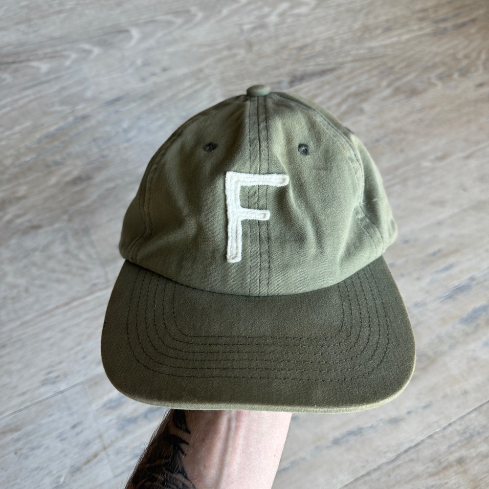 Olive Green Cap with Embroidered Letter